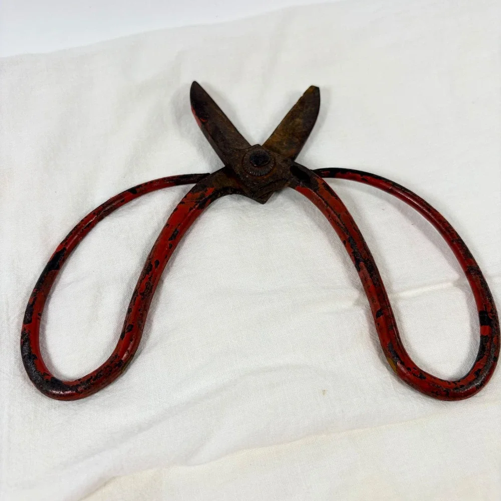 Vintage Japanese Ikebana Shears Red Butterfly Handle Bonsai Scissors Pruner